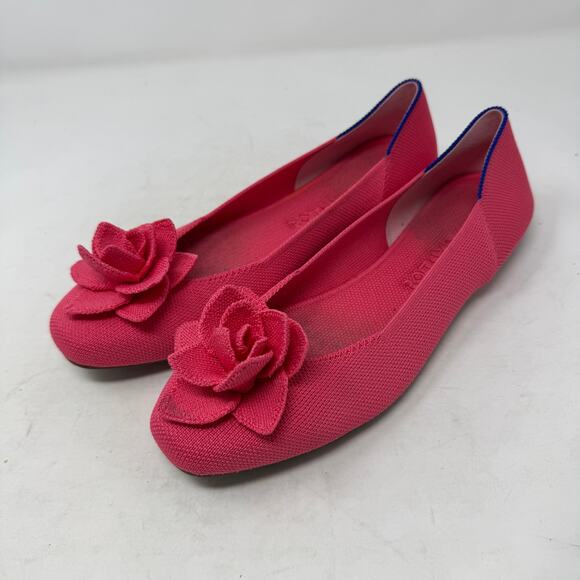 Rothy’s Women’s 8.5 Pink Rose Flower Pointed Toe Flats - Picture 1 of 11